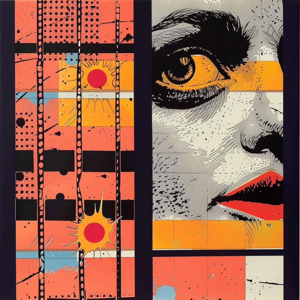 painting  woman  face  orange  black  stripes  graphic  design  scream  expression 969183