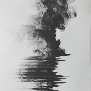 رسم دخان، أسود وأبيض، فن تجريدي، نمط سائل، حبر، أحادي اللون 1039067