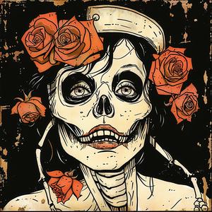 skull  roses  dayofthedead  colorful  symbolic  illustration  intricate  decorative  cultural  art 1063616