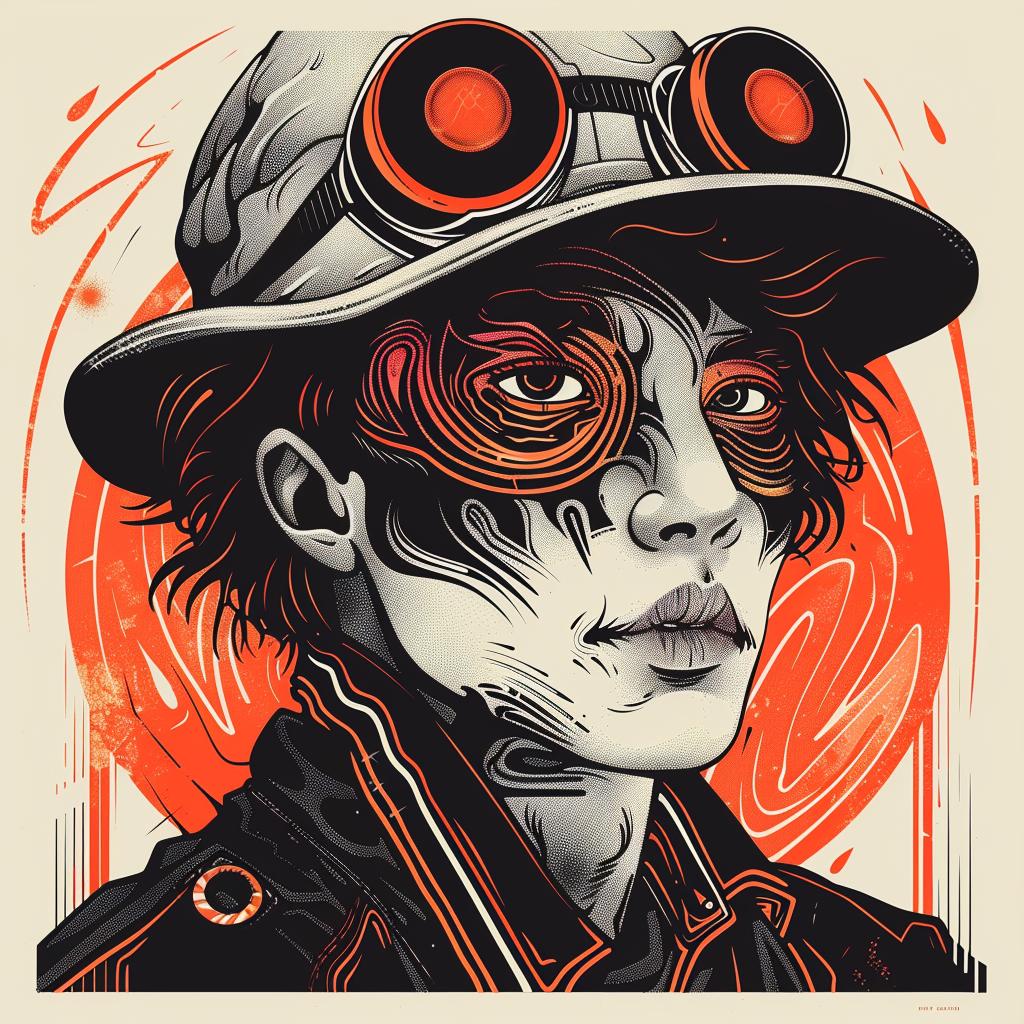 SURREAL  album  cover  male  model  goggles  symbolist  Risograph  art  graphic 939410