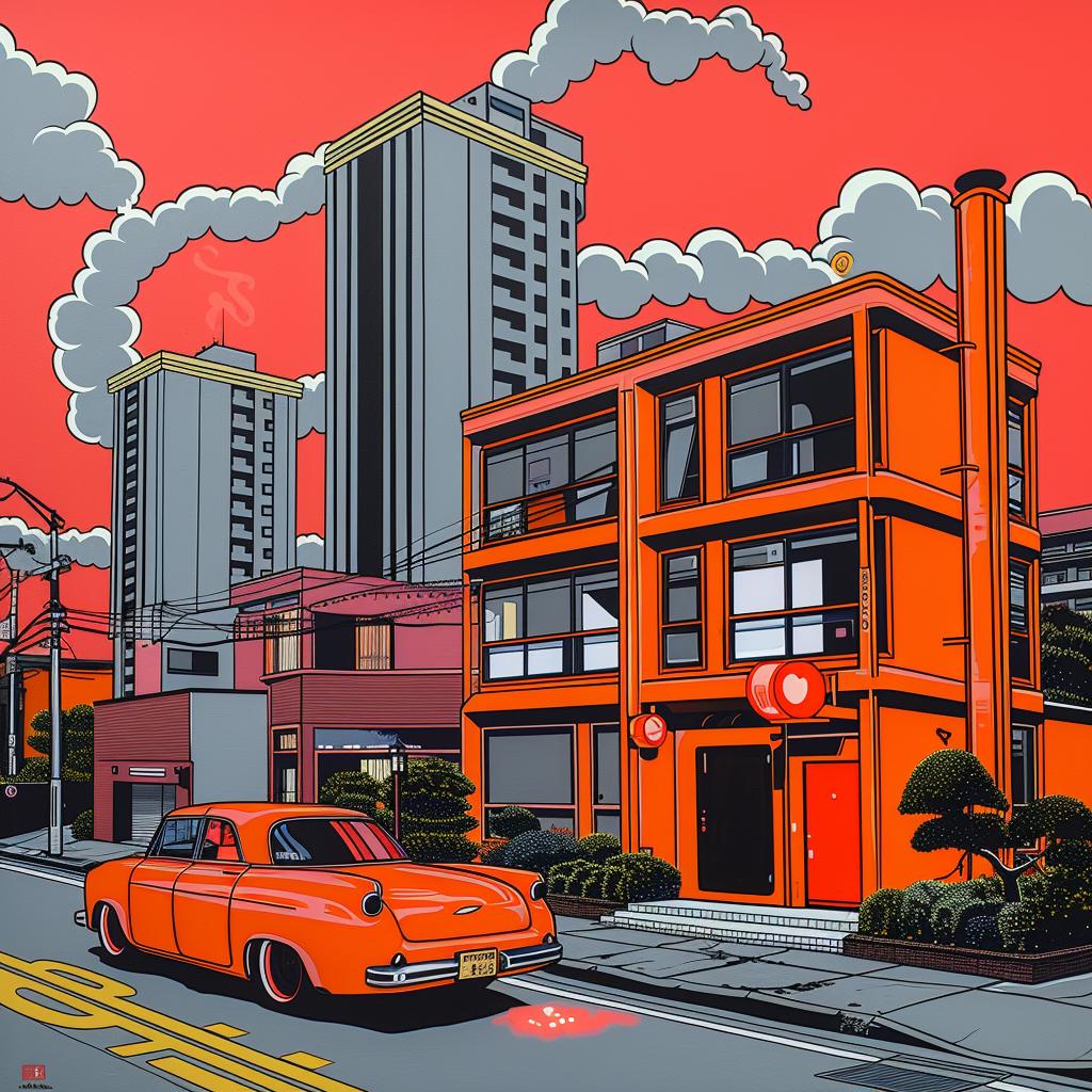 car  building  abstract  detailed  futuristic  Tycho  Stalenhag  orange  clouds  minimalism 1022944
