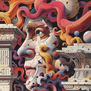 creative  surreal  man  hair  wavy  risograph  symbolist  screenprinting  hyper-realistic  painting 1079096