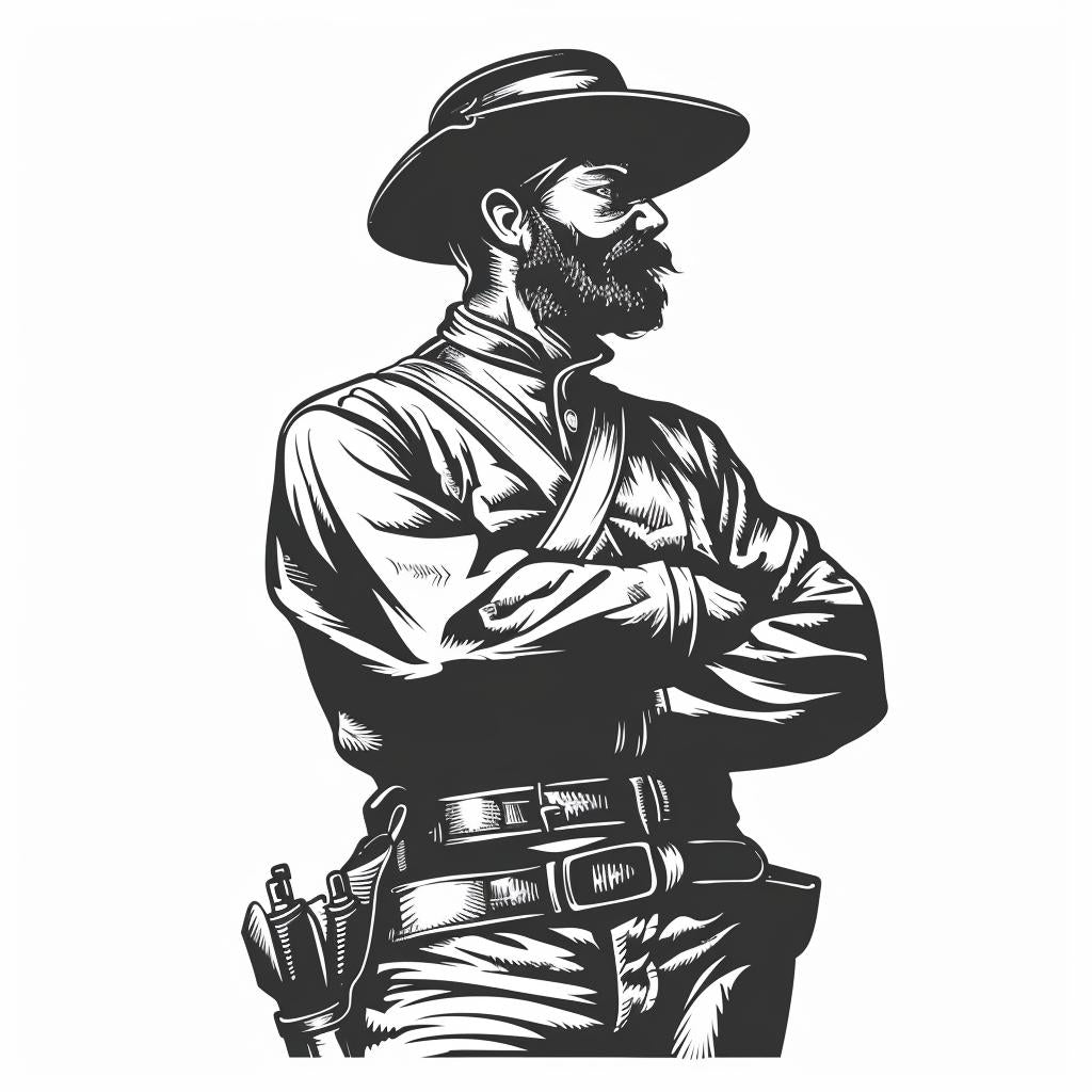 silhouette  soldier  civil  vintage  icon  bold  linocut  black  emblem  hat 952065