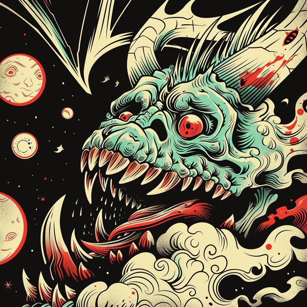provocative  dragon  moon  poster  art  occult  spiritual  terror  dark  design 935860