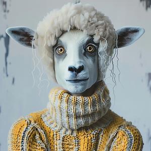 sheep  sweater  hat  costume  whimsical  humorous  person  animal  dress  playful 1073942