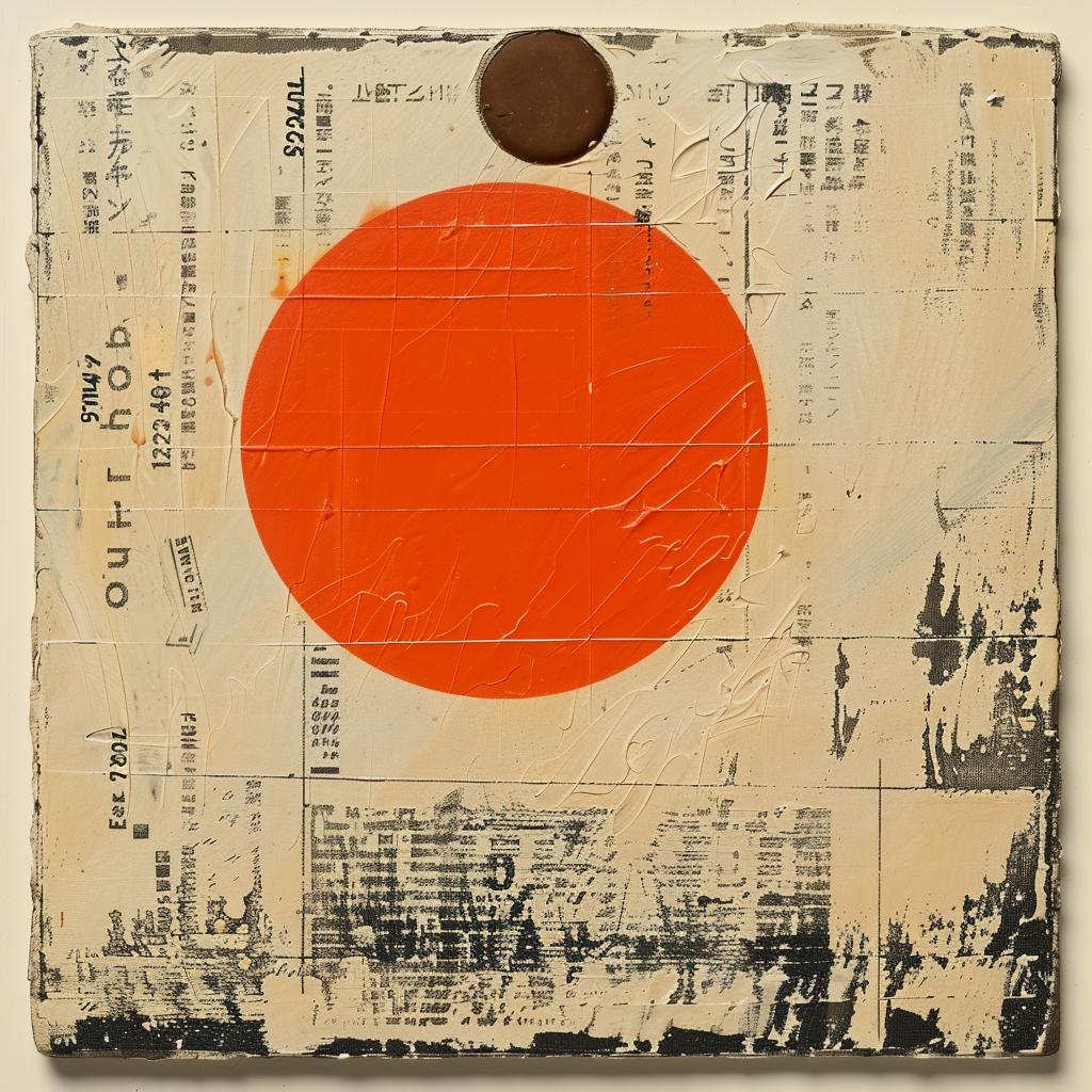 circle  paper  orange  background  encaustic  palette-knife  abstract  minimalist  color  texture 967143