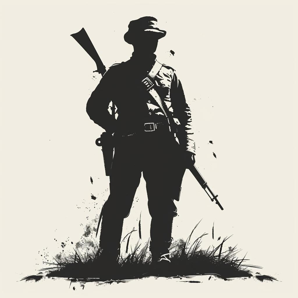 silhouette  soldier  civilwar  vintage  icon  bold  linocut  tattoo  black  illustration 952105
