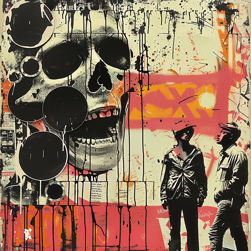 skull  men  standing  collage  streetwise  urban  gritty  symbolic  dark  art 940086