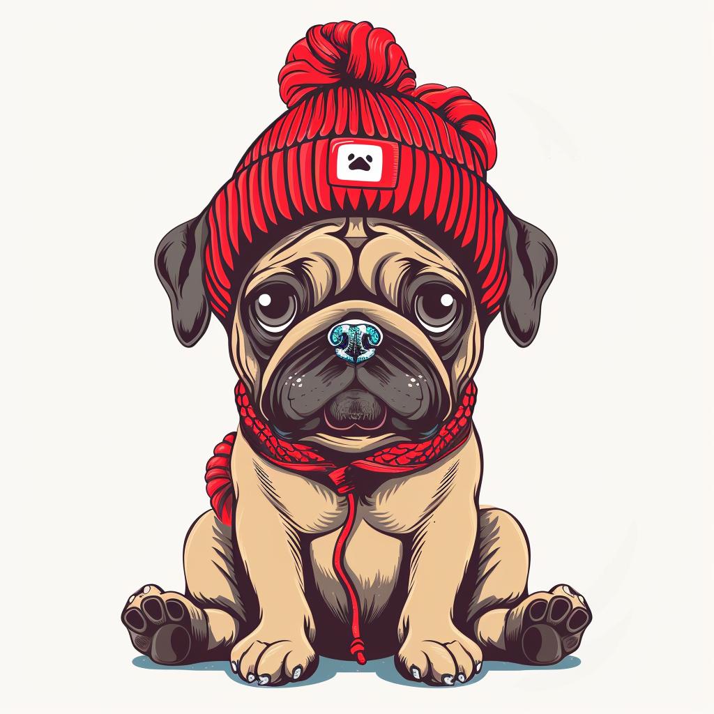 pug  dog  cute  hat  illustration  minimal  character  street  adorable  vector 958689