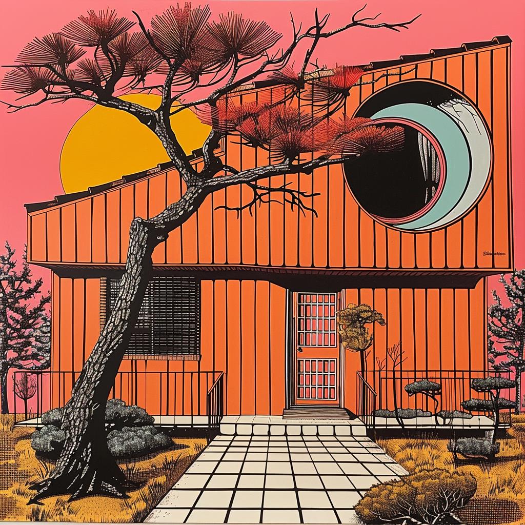 house  tree  yard  painting  horror  minimalism  Japanese  style  cover  novel 1020716