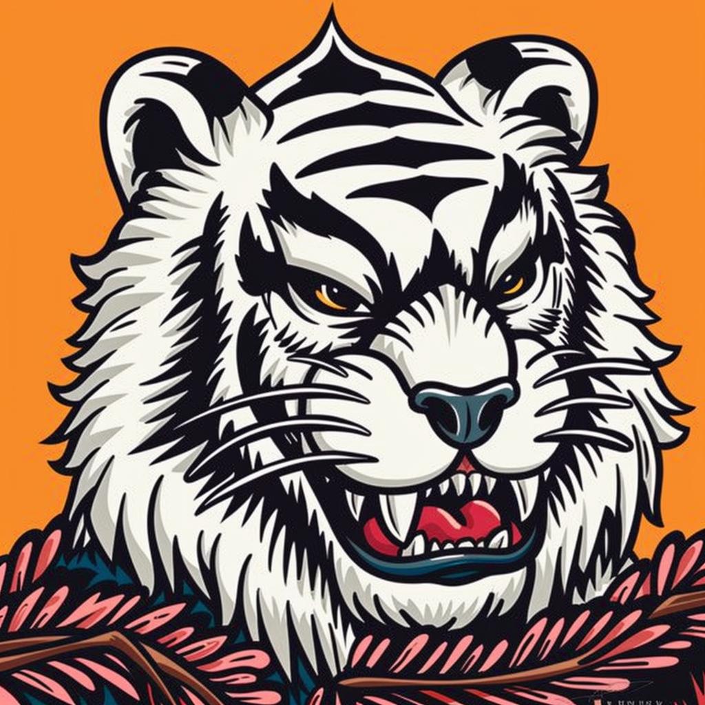 tiger  wolf  creature  orange  background  branch  animal  nature  illustration  art 1024745