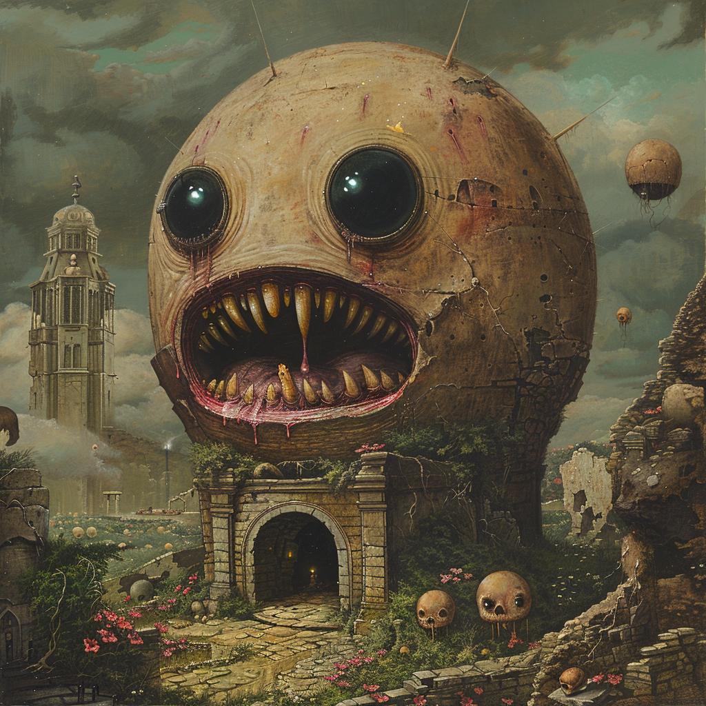 monster  castle  big  eyes  surreal  spiritual  colorful  imagery  introspective  artwork 975292