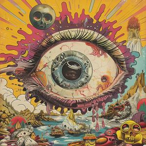 surreal  album  cover  eye  skull  Risograph  Symbolist  screenprinting  hyper-realistic  Todd White 1079142