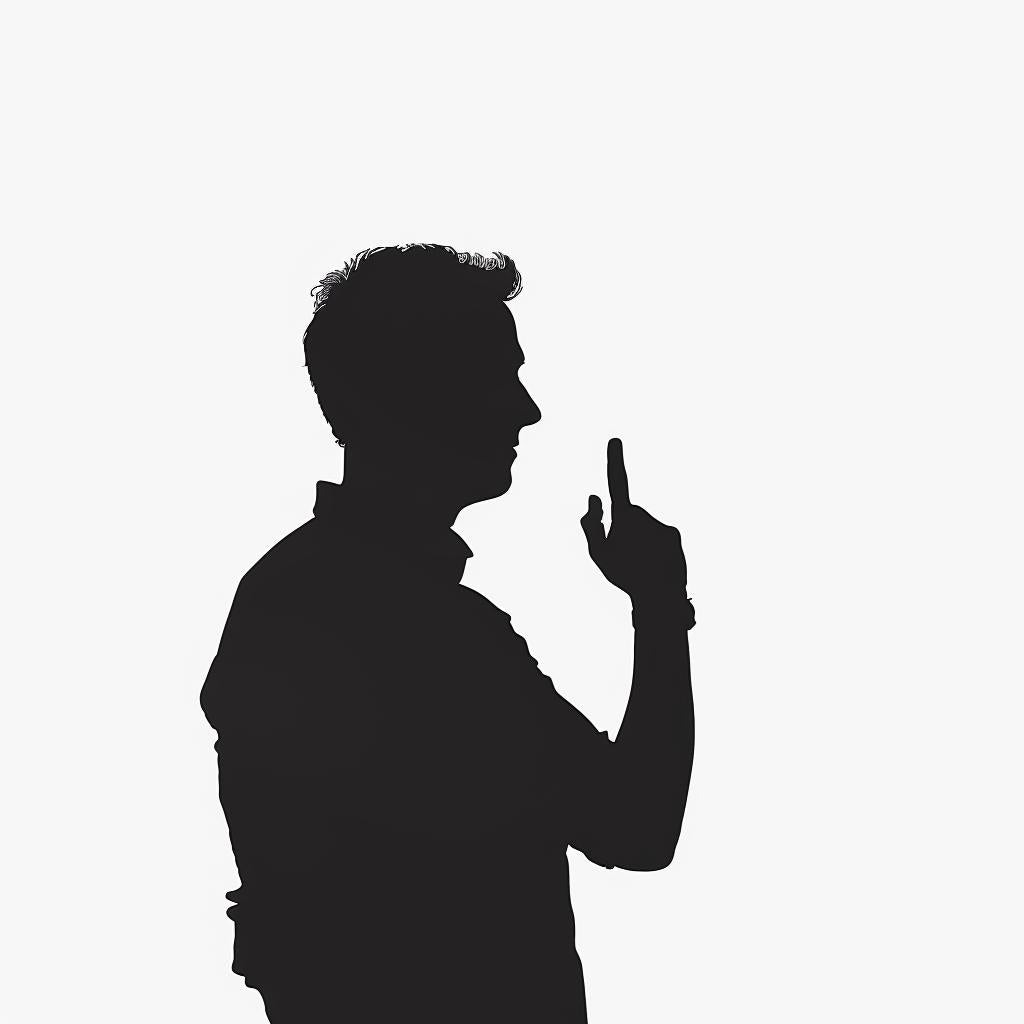 صورة ظلية رجل لغة الإشارة الأمريكية، رسم توضيحي باللونين الأبيض والأسود، يتحدث، هاتف، إيماءة، صلب 954130