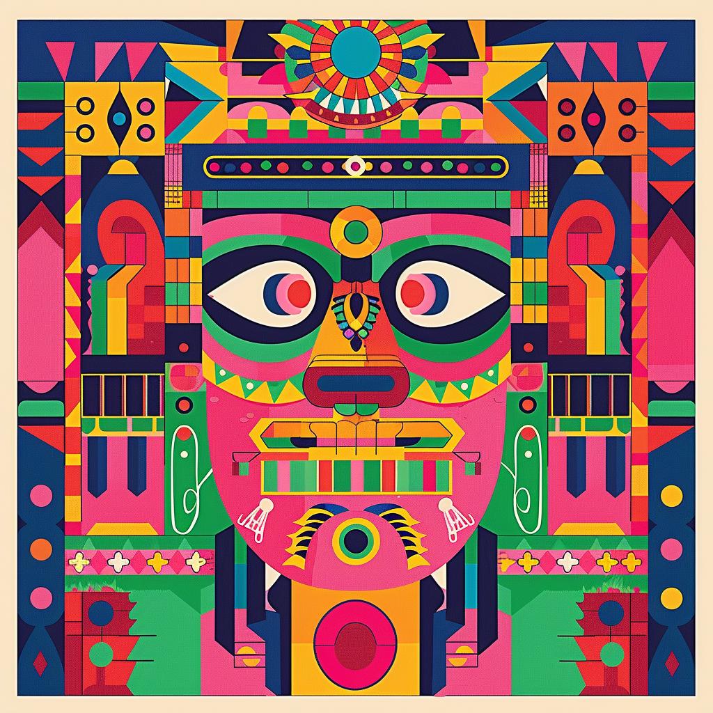 creative  surreal  album  cover  aztec  art  abstract  face  colorful  design 977537