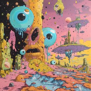 album  cover  eye  giant  painting  surreal  disintegration  chaos  hyper-realistic  screenprinting 1078277