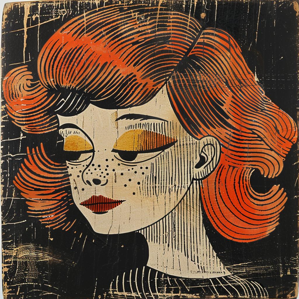 woman  red  hair  painting  portrait  colorful  style  whimsical  feminine  expression 926966
