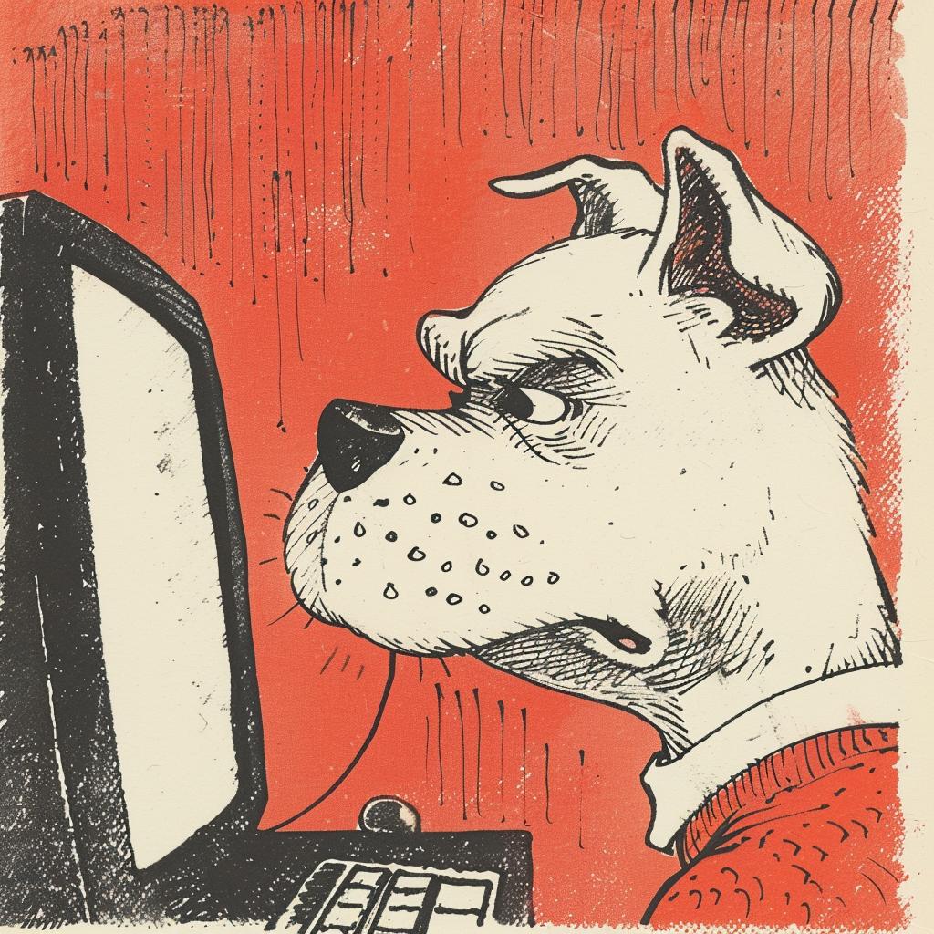 كلب حاسوب غاضب موبيوس رسم كاريكاتوري فكاهة شخصية مجسمة رقمي 923099