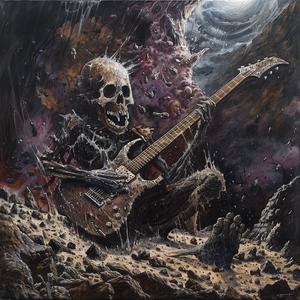 skeleton  guitar  painting  rock  music  dark  energetic  playful  illustrative  metal 1077296