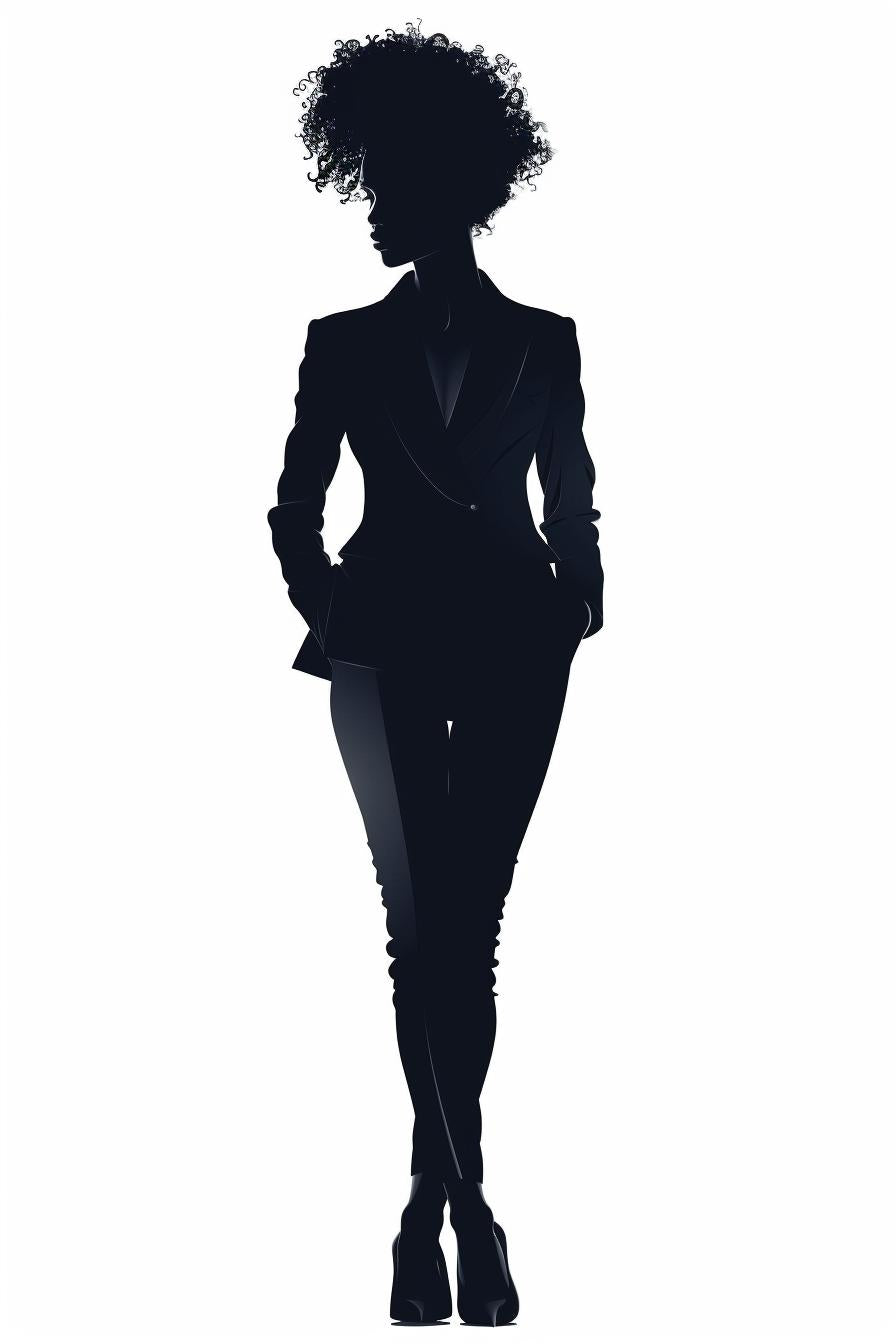 woman  silhouette  afro  business  suit  vector  minimal  attire  white  background 954323