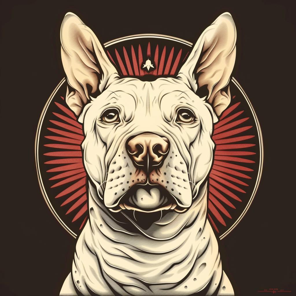 bull  terrier  dog  red  sunburst  head  design  illustration  art  bold 940863