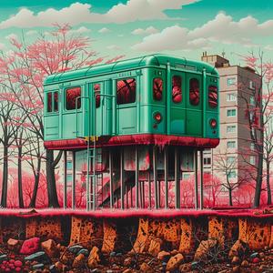 Minimal  Chromolithography  Train  Building  Escher  Stalenhag  Urban  Art  Fantasy  Design 1037693