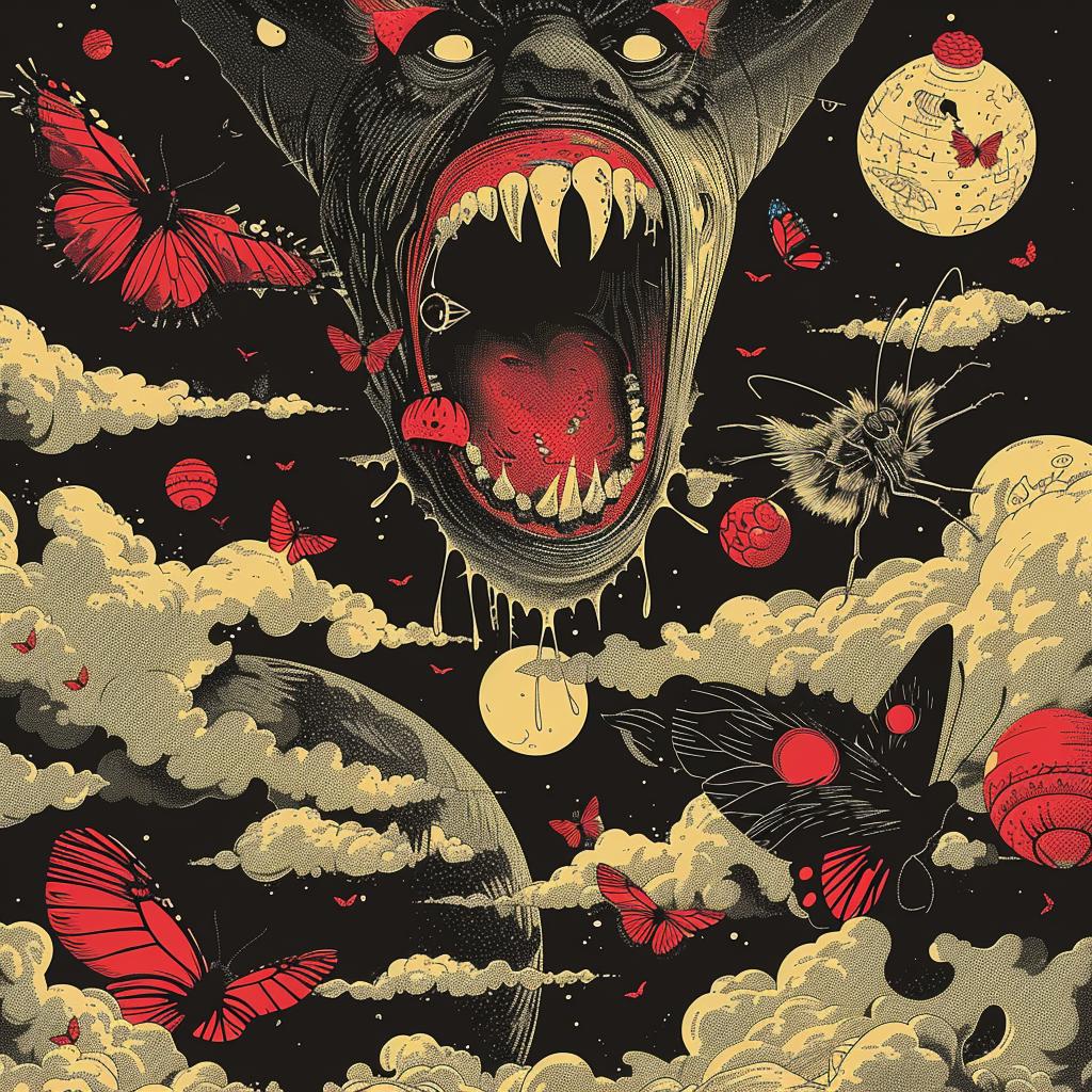 surreal  butterflies  demons  screenprinting  Toshio  Saeki  chromoluminosity  joyful  details  art 960956