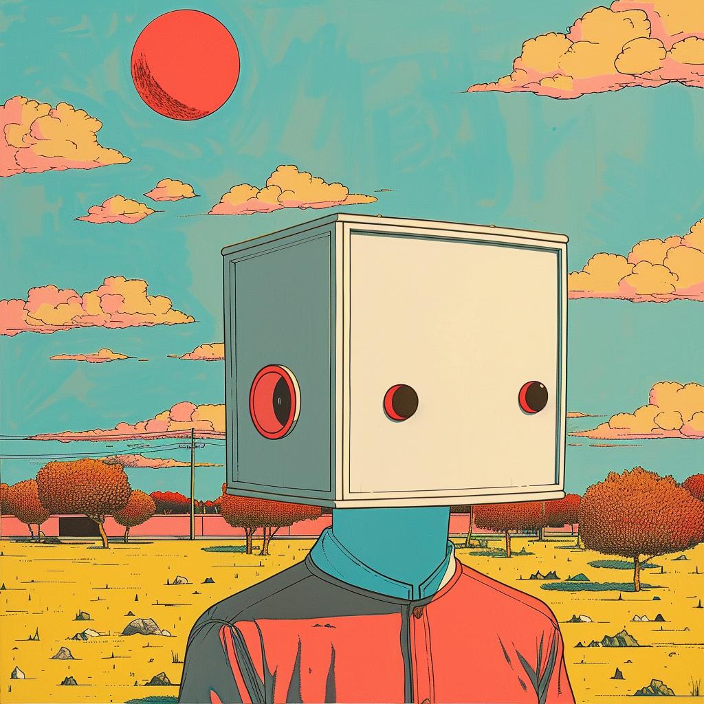 surreal  album  cover  boxhead  field  creative  Joan  Cornella  character  art 978528