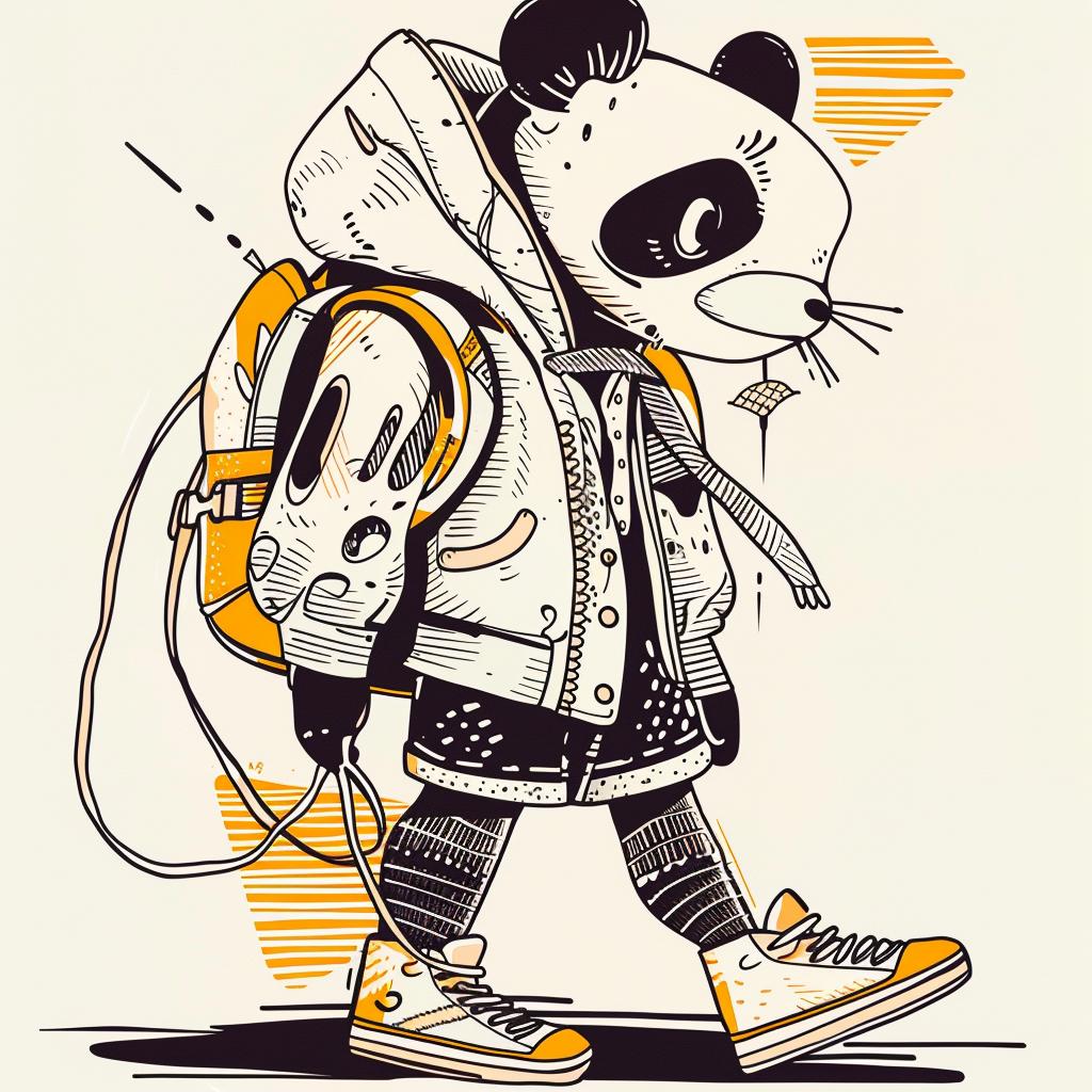 panda  streetwear  kawaii  dynamic  urban  fashion  backpack  sneakers  stylish  modern 938730