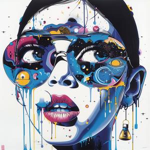 woman  sunglasses  space  colorful  portrait  abstract  stylized  imaginative  vibrant  whimsical 1073430