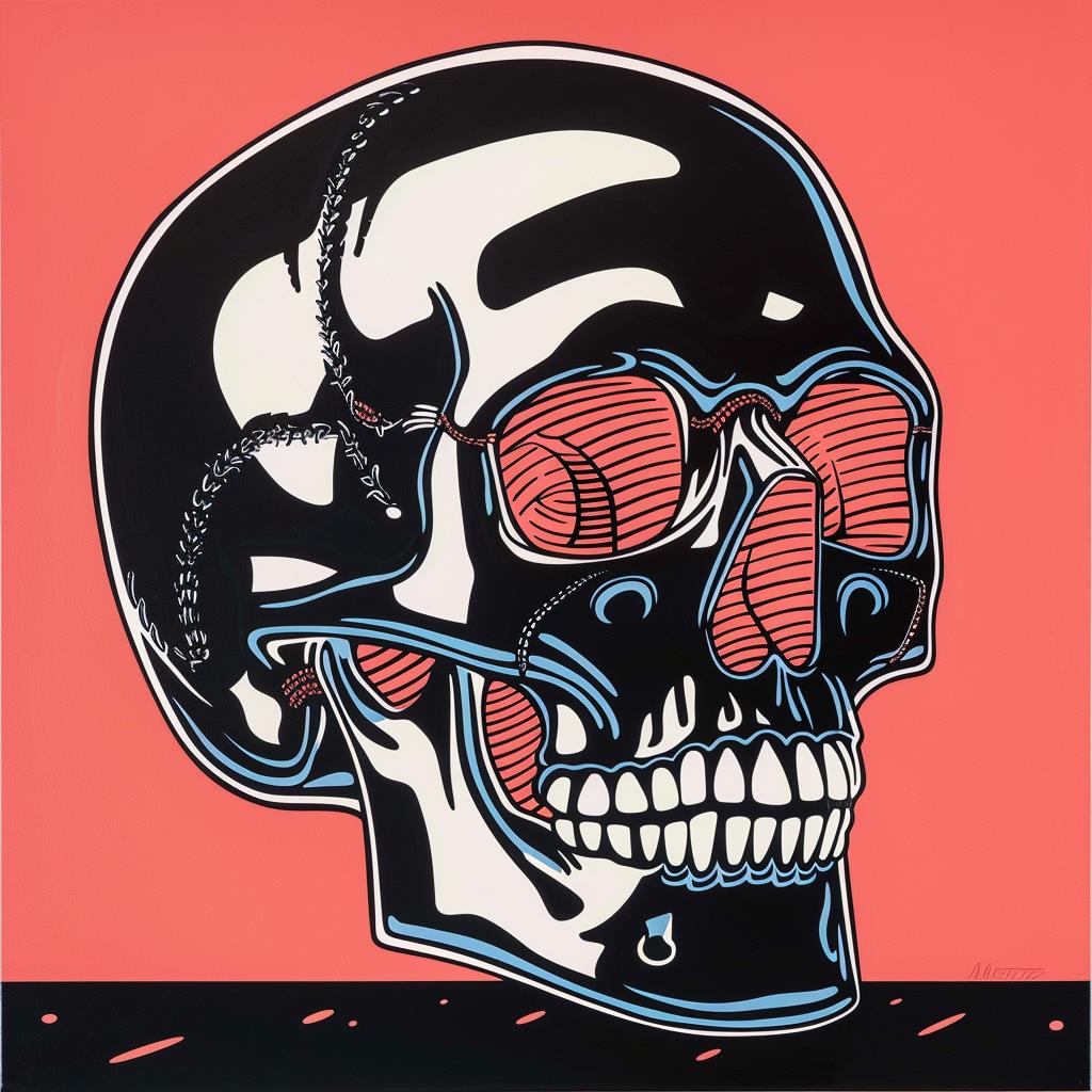 skull  glossy  red  background  painting  art  graphic  design  stylized  digital 1023604