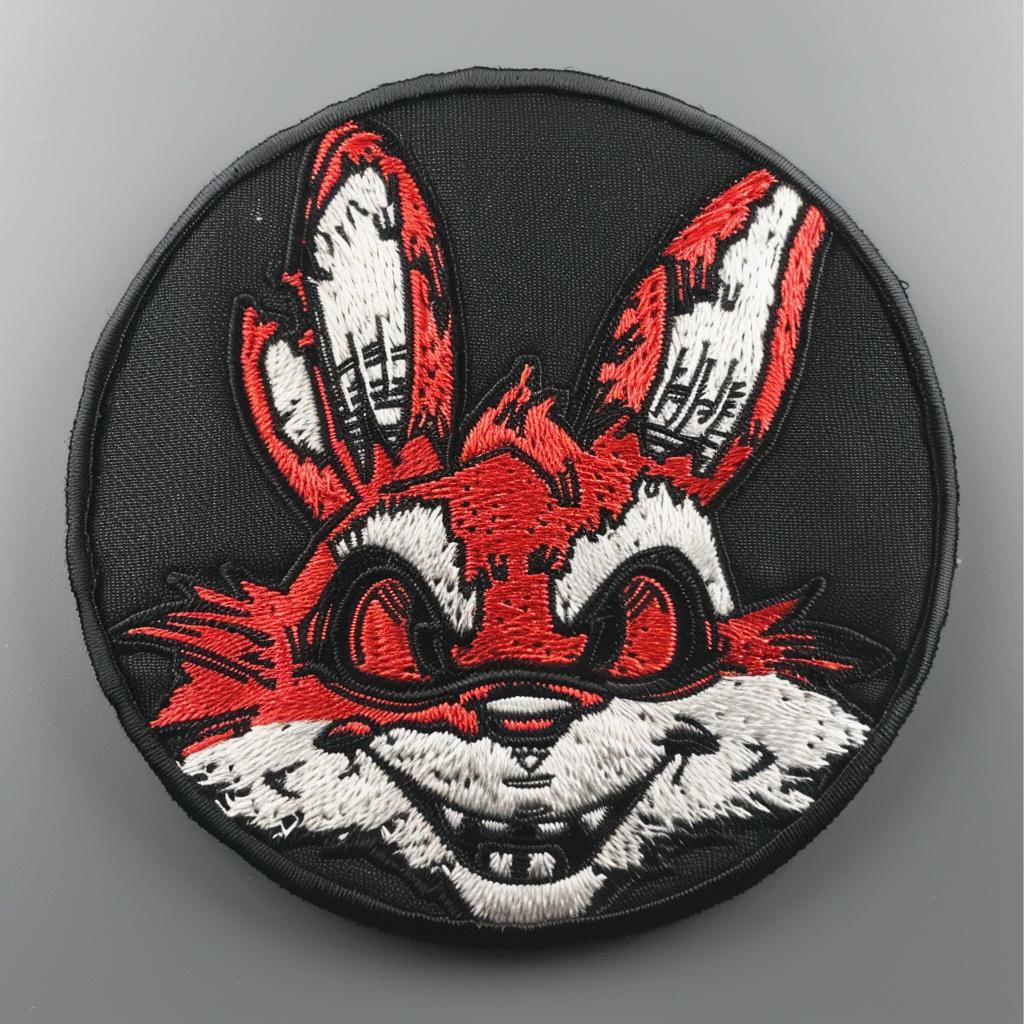 patch  rabbit  black  red  nose  chenille  anthropomorphic  minimal  stitching  design 961464