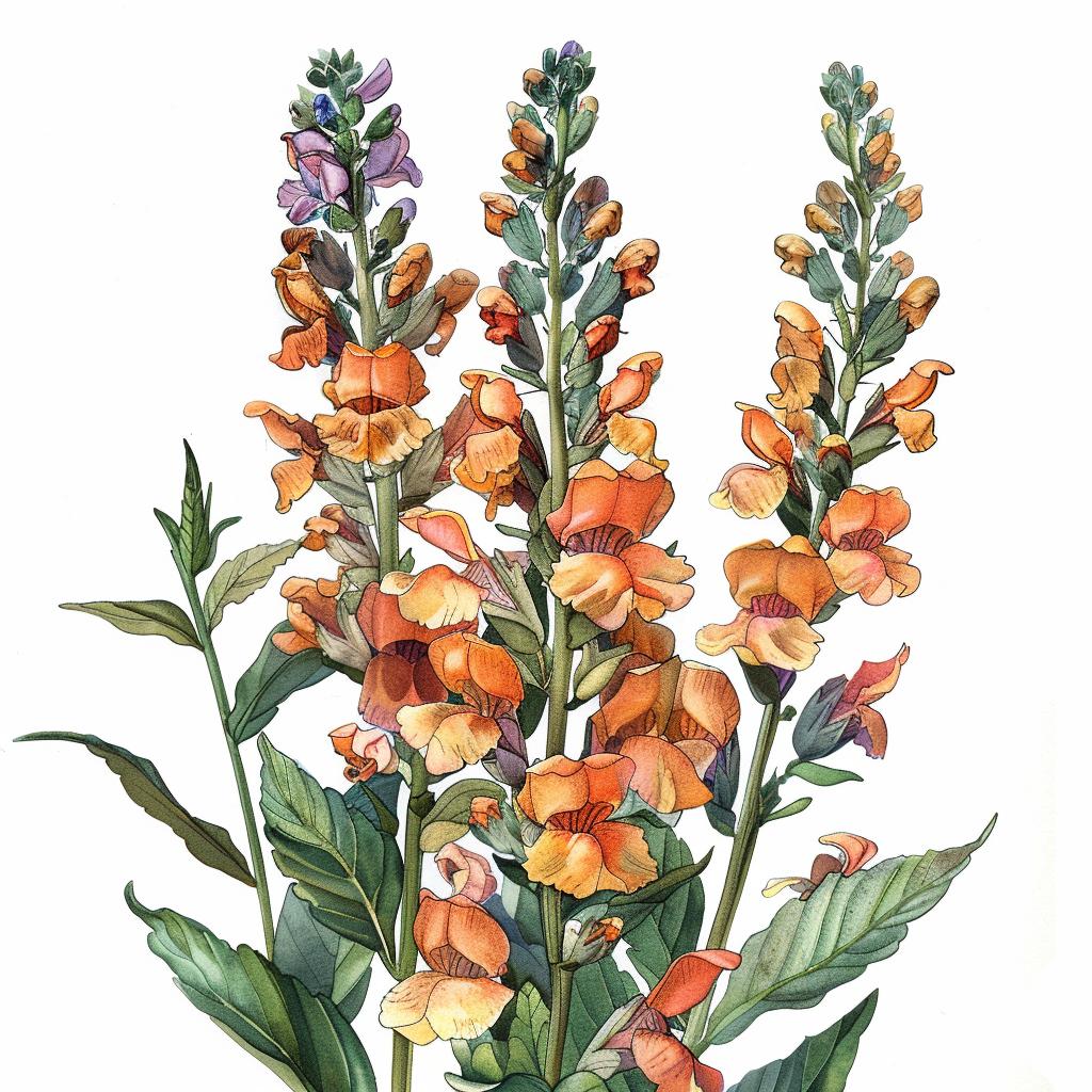 Snapdragons  Watercolor  Orange  Flowers  Painting  Botanical  Vivid  Natural  Art  Bright 971599