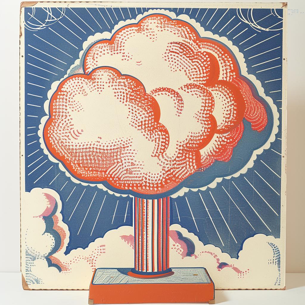 vintage  poster  cloud  mushroom  surreal  art  unique  creative  design  playful 962787