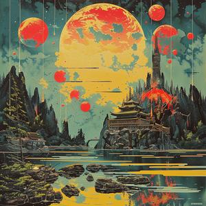 moon  stars  canvas  art  print  chromolithography  night  celestial  blue  decor 1059041