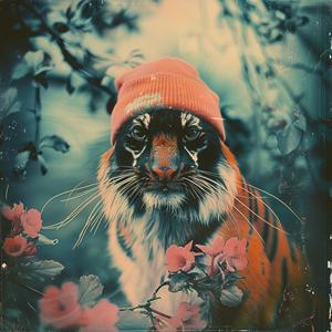 tiger  hat  flowers  illustration  cartoon  vibrant  color  graphic  art  design 1048594