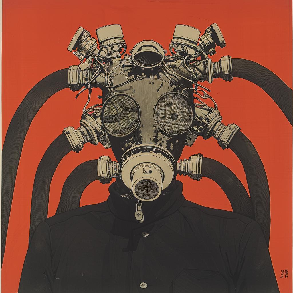 man  gasmask  hoses  surreal  conceptual  portrait  dark  Toshio  Saeki  distorted 967083