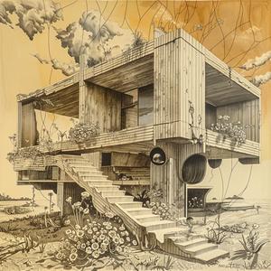 abandoned  decrepit  blackwhite  technicolor  stairs  plants  architecture  FrankLloydWright  nature  depiction 1036550