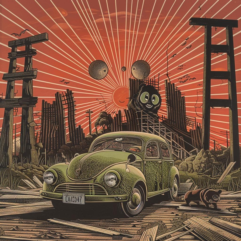 surreal  attack  pandas  ominous  occult  Simon Stalenhag  Adolph Gottlieb  album cover  conceptual  creative 939171