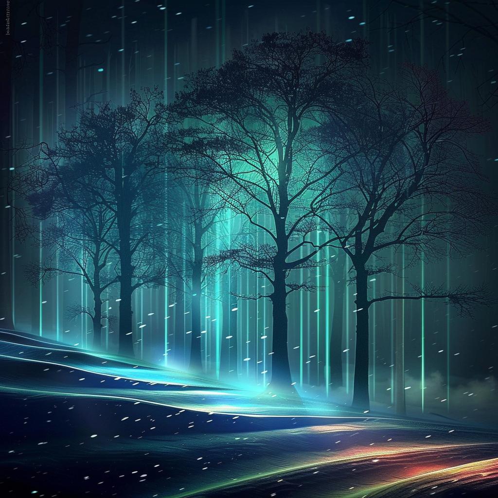 forest  winter  animated  vibrant  folk-inspired  illustrations  colorful  trees  lights  beautiful 945153