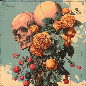 painting  skull  flowers  still-life  dark  memento-mori  colorful  chromolithography  symbolism  art 1040166