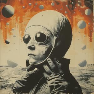 man  astronaut  suit  poster  chromolithography  science-fiction  stylized  graphic  modern  visual 1039954