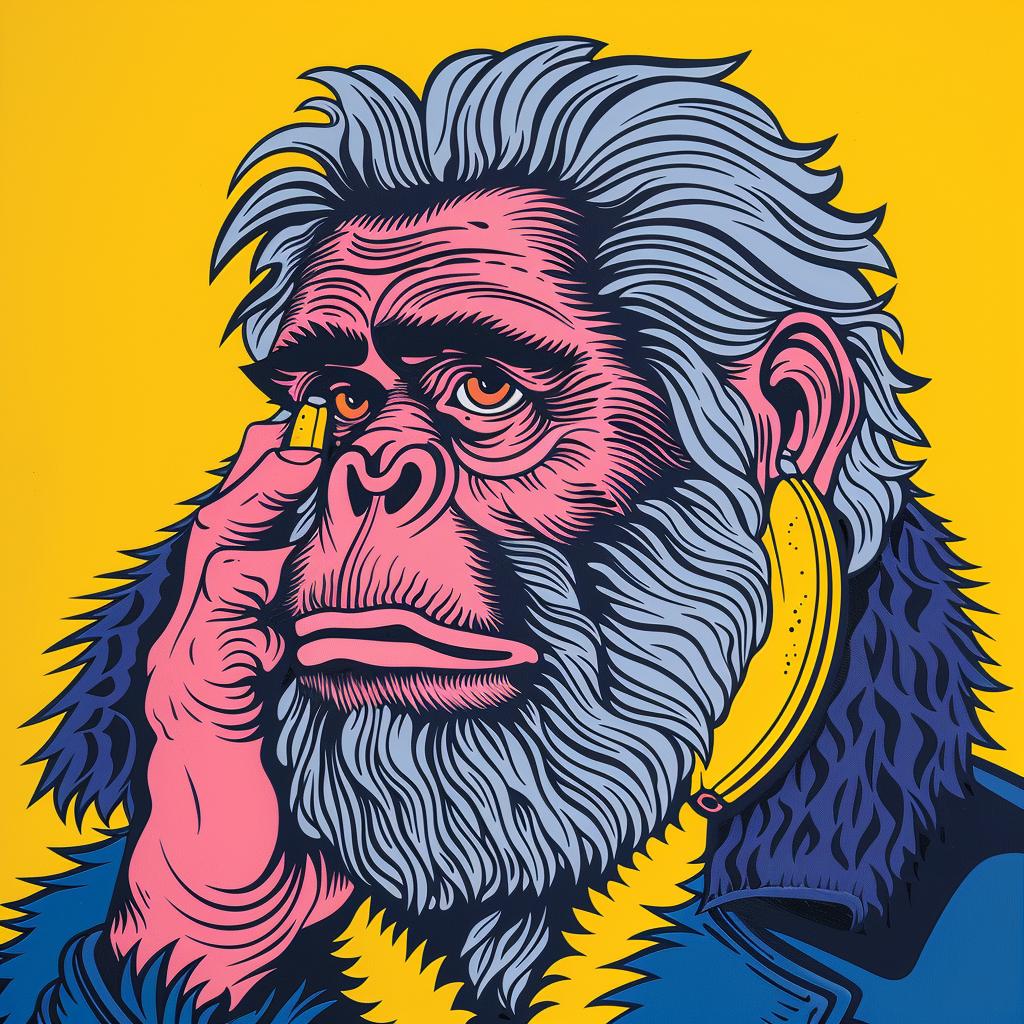 monkey  phone  humor  cartoon  playful  quirky  artwork  comical  illustration  funny 962762