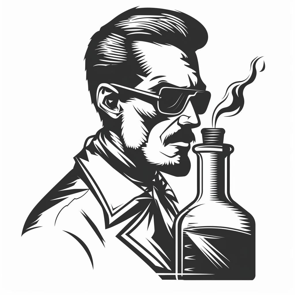 chemist  scientist  silhouette  vintage  icon  beaker  lab  black  white  outline 951921