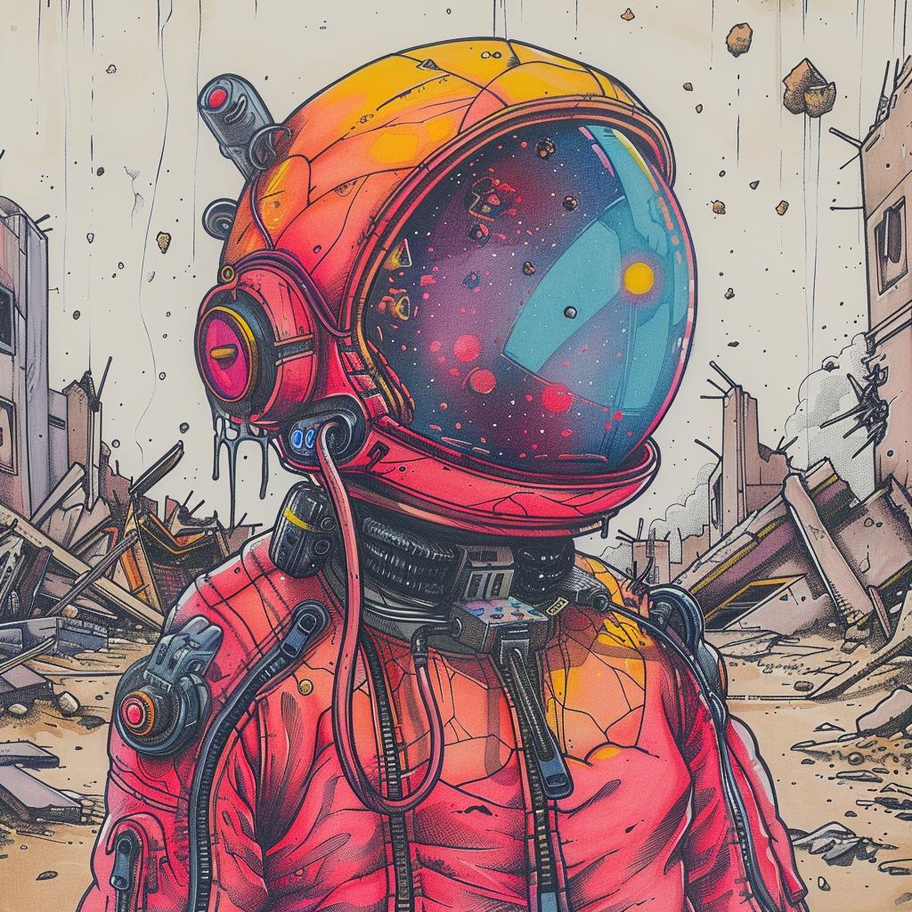 astronaut  orange  destroyed  building  surreal  science  fiction  intrinsic  artistic  dark 928407