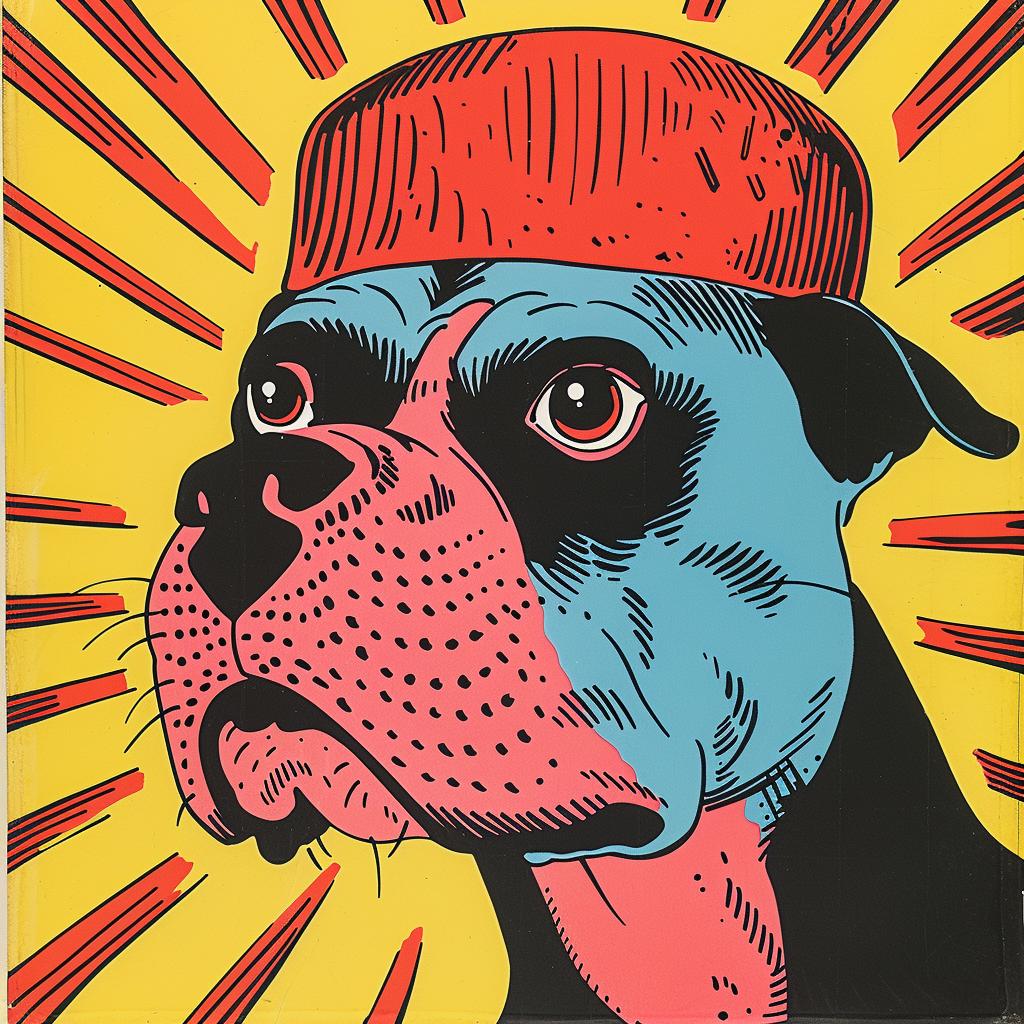 dog  hat  bulldog  vibrant  portrait  Kirby  1950s  comic  illustration  art 921683