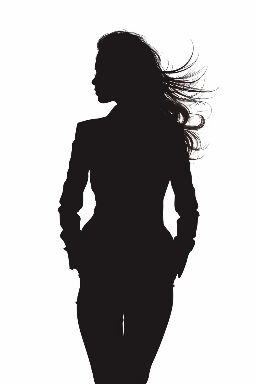 woman  silhouette  suit  attire  hair  wind  vector  minimalist  white  background 954363