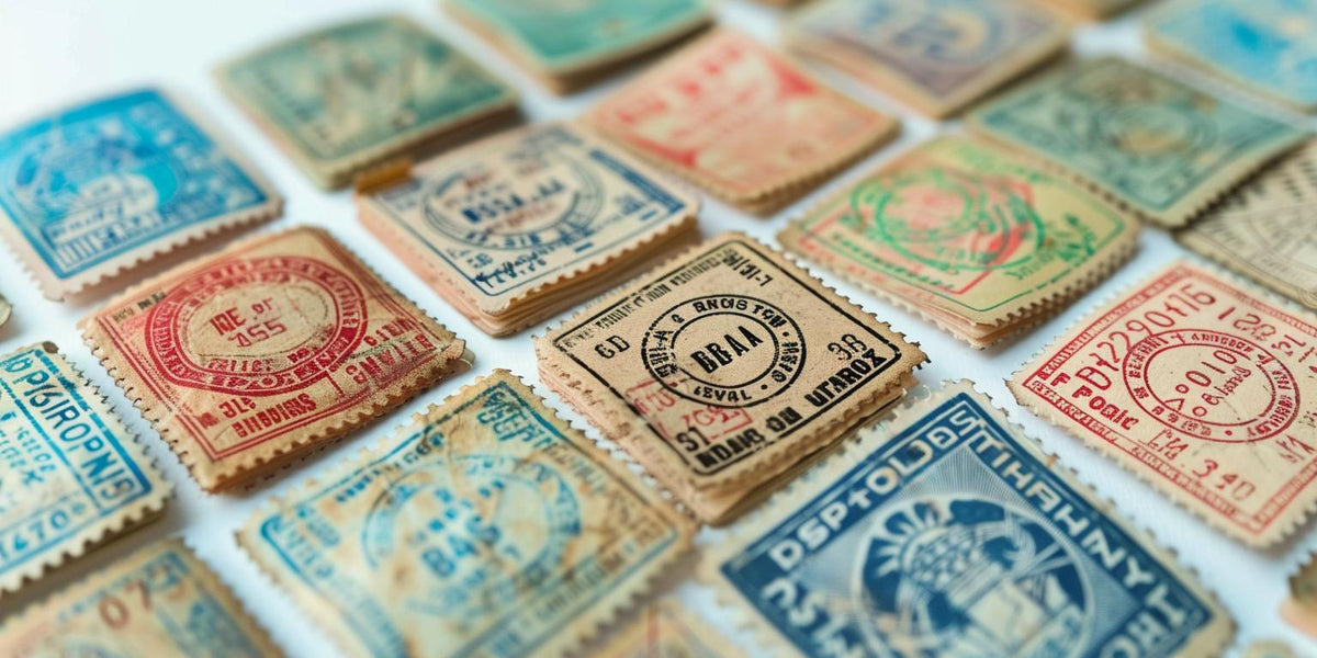 مجموعة طوابع جوازات السفر العتيقة ذات الخلفية المعزولة، تصميم جرافيكي قديم للسفر 1015670