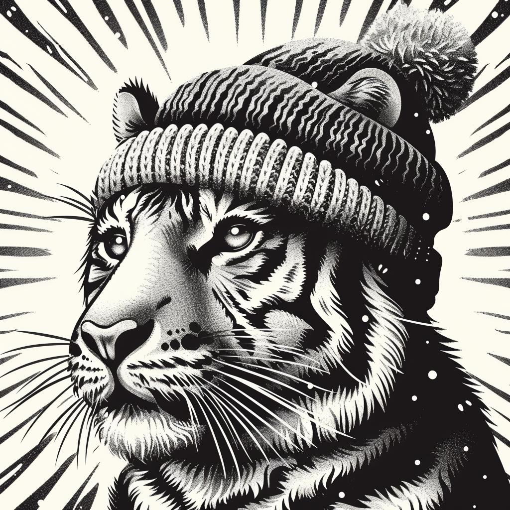 tiger  hat  knit  cartoon  animal  funny  illustration  whimsical  stylized  character 940158