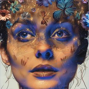 woman  butterflies  head  glitter  drawing  colorful  artistic  portrait  whimsical  creative 1060609